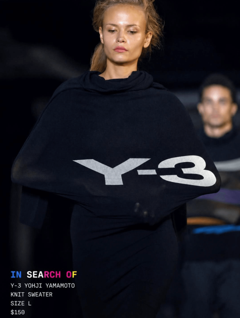 ISO campaign frame: Y-3 Yohji Yamamoto knit sweater.